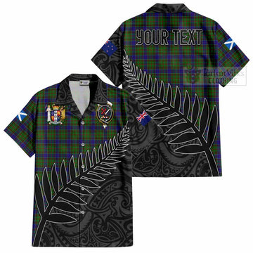 Adam Crest Tartan Short Sleeve Button Shirt with New Zealand Silver Fern Half Style