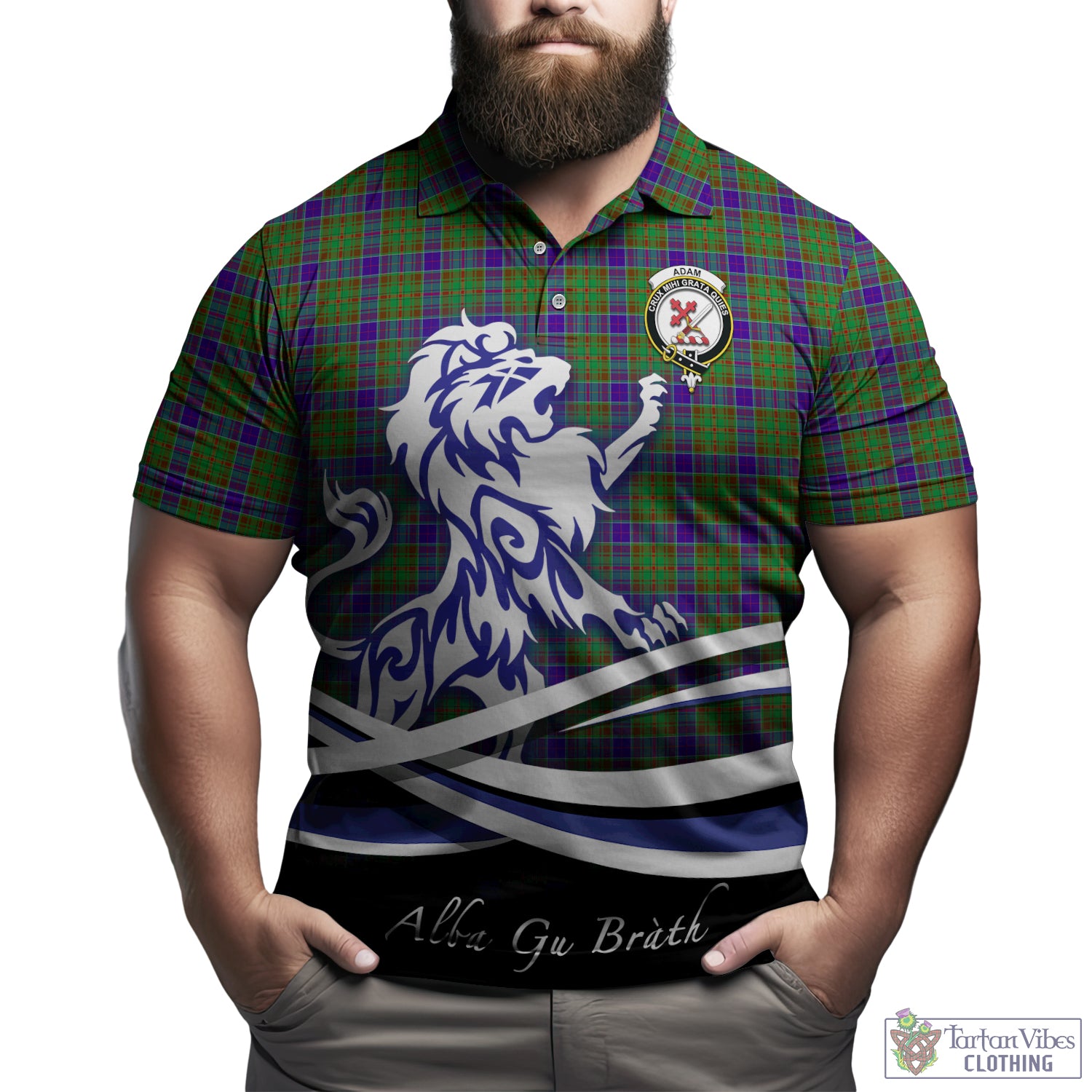 adam-tartan-polo-shirt-with-alba-gu-brath-regal-lion-emblem