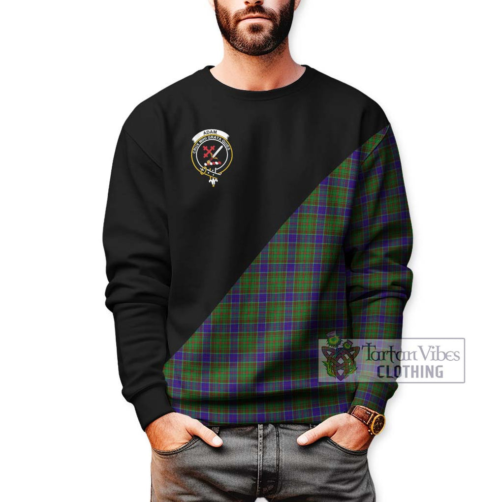 Adam Tartan Sweatshirt with Family Crest and Military Logo Style Unisex - Tartanvibesclothing Shop