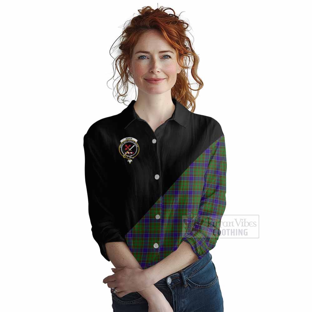 Tartan Vibes Clothing Adam Tartan Women's Casual Shirt with Family Crest and Military Logo Style