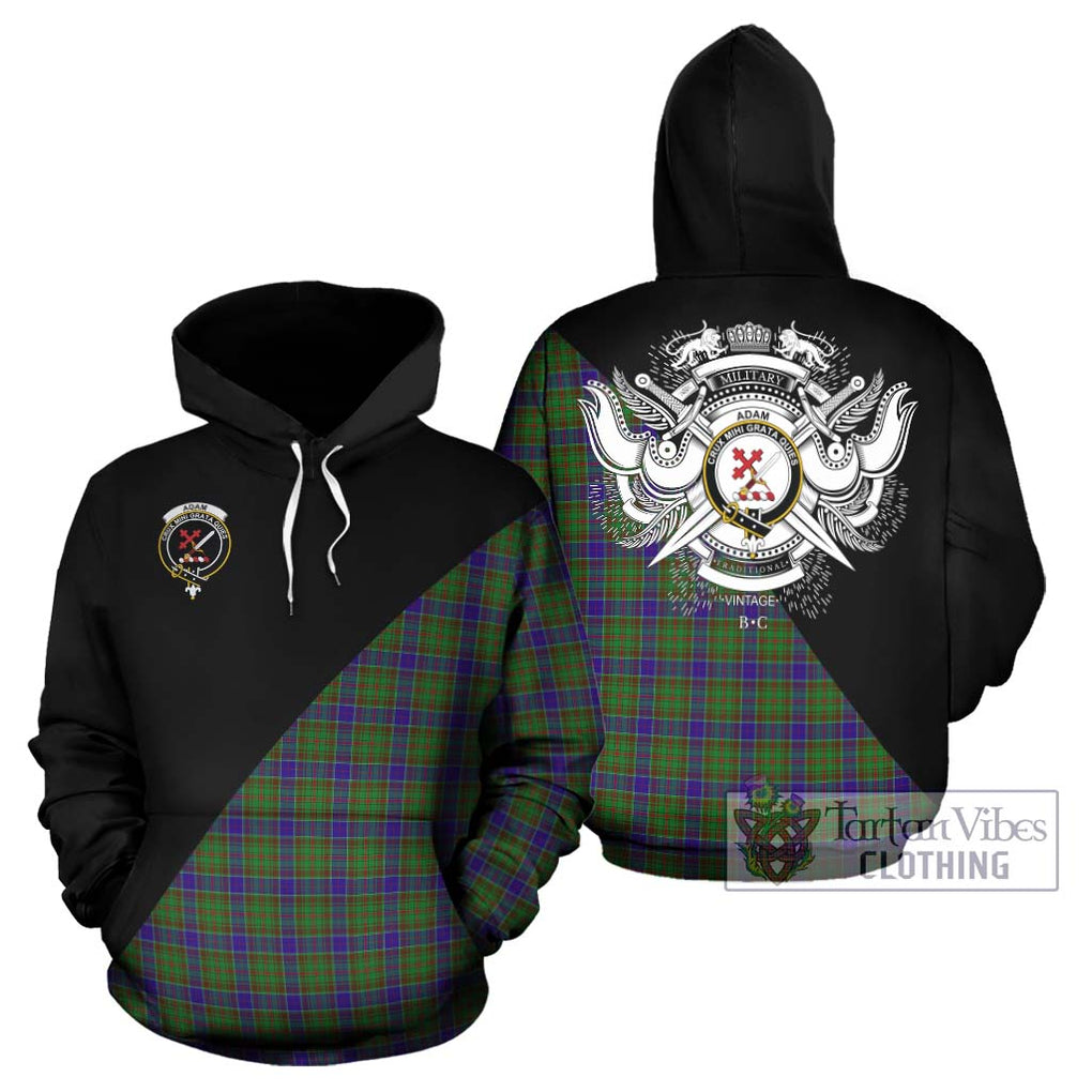 Adam Tartan Hoodie with Family Crest and Military Logo Style Zip Hoodie - Tartanvibesclothing Shop