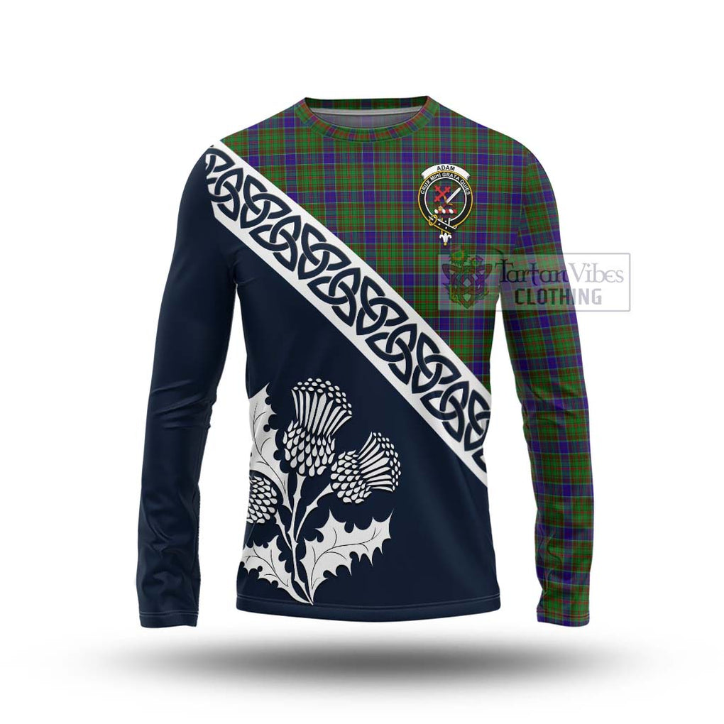 Tartan Vibes Clothing Adam Tartan Long Sleeve T-Shirt Featuring Thistle and Scotland Map