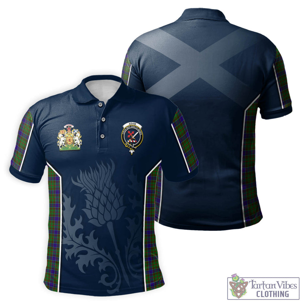 Tartan Vibes Clothing Adam Tartan Men's Polo Shirt with Family Crest and Scottish Thistle Vibes Sport Style