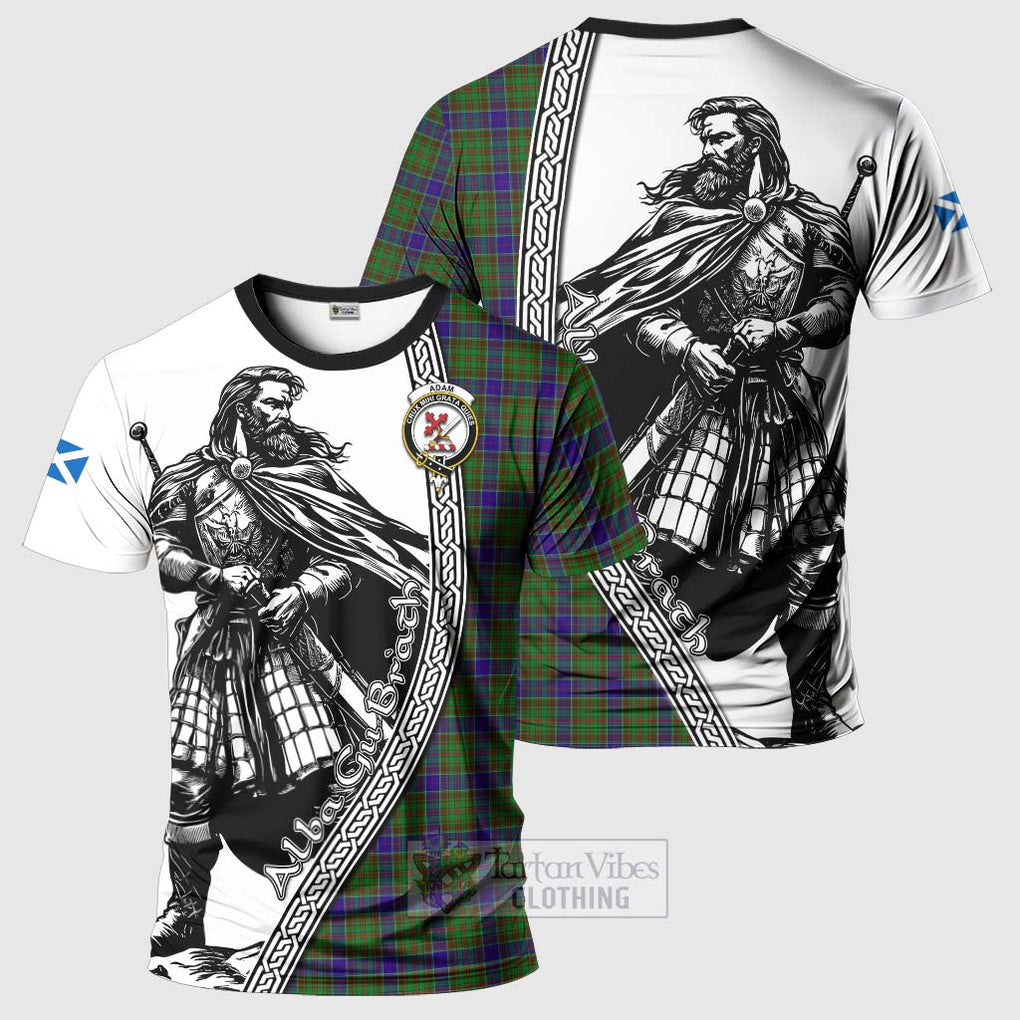 Tartan Vibes Clothing Adam Tartan Clan Crest T-Shirt with Highlander Warrior Celtic Style