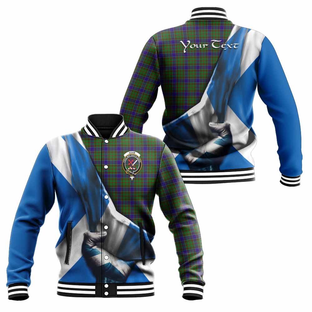 Tartan Vibes Clothing Adam Tartan Baseball Jacket with Family Crest Scotland Patriotic Style