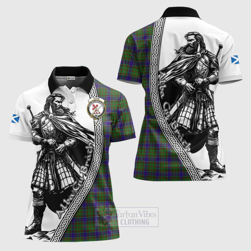 Tartan Vibes Clothing Adam Tartan Clan Crest Women's Polo Shirt with Highlander Warrior Celtic Style