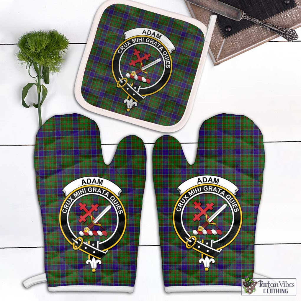 Adam Tartan Combo Oven Mitt & Pot-Holder with Family Crest Combo 1 Oven Mitt & 1 Pot-Holder White - Tartan Vibes Clothing