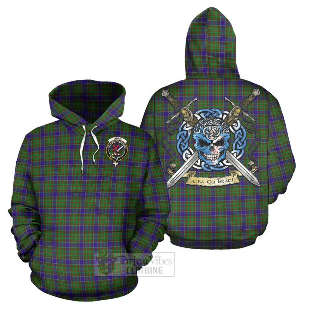 Tartan Vibes Clothing Adam Tartan Hoodie with Family Crest Celtic Skull Style