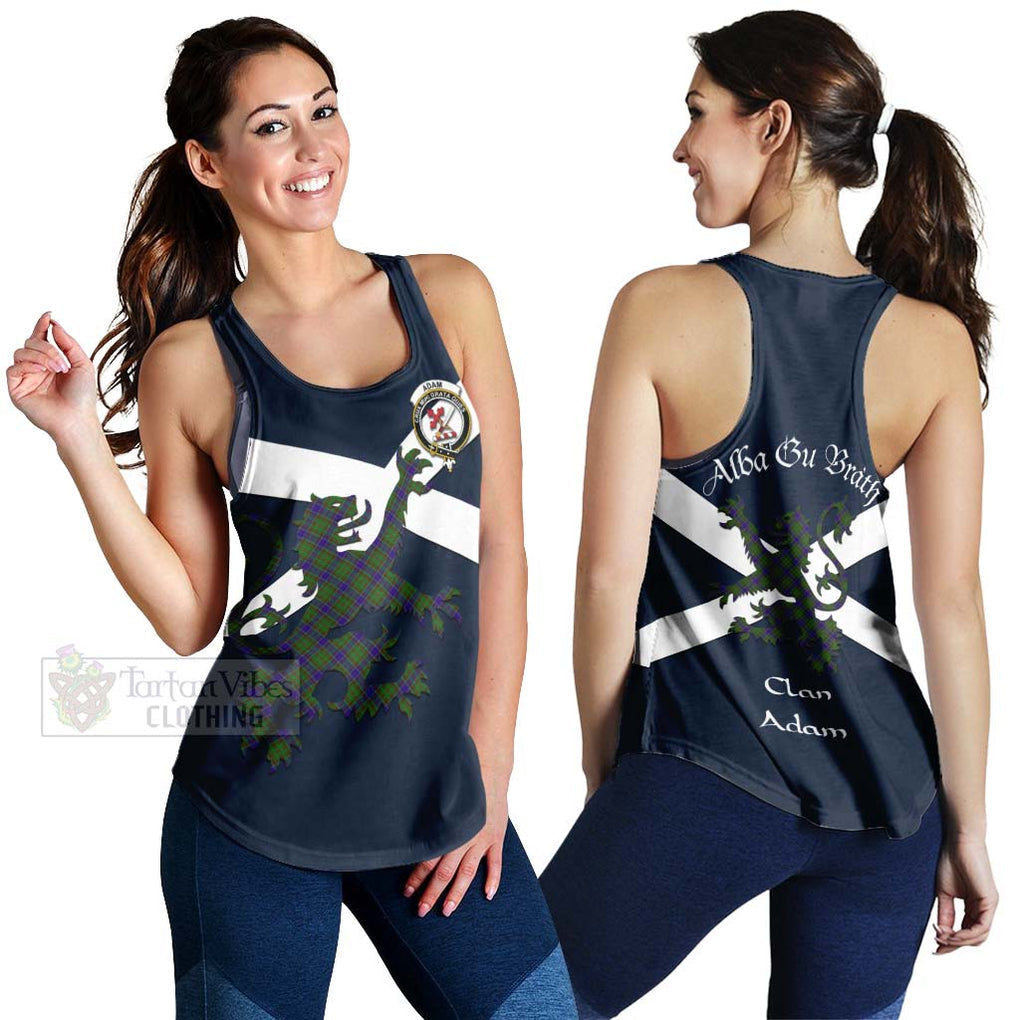 Tartan Vibes Clothing Adam Tartan Lion Rampant Women's Racerback Tanks – Proudly Display Your Heritage with Alba Gu Brath and Clan Name