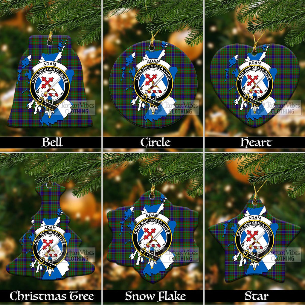 Tartan Vibes Clothing Adam Tartan Christmas Ornament with Family Crest and Scotland Map