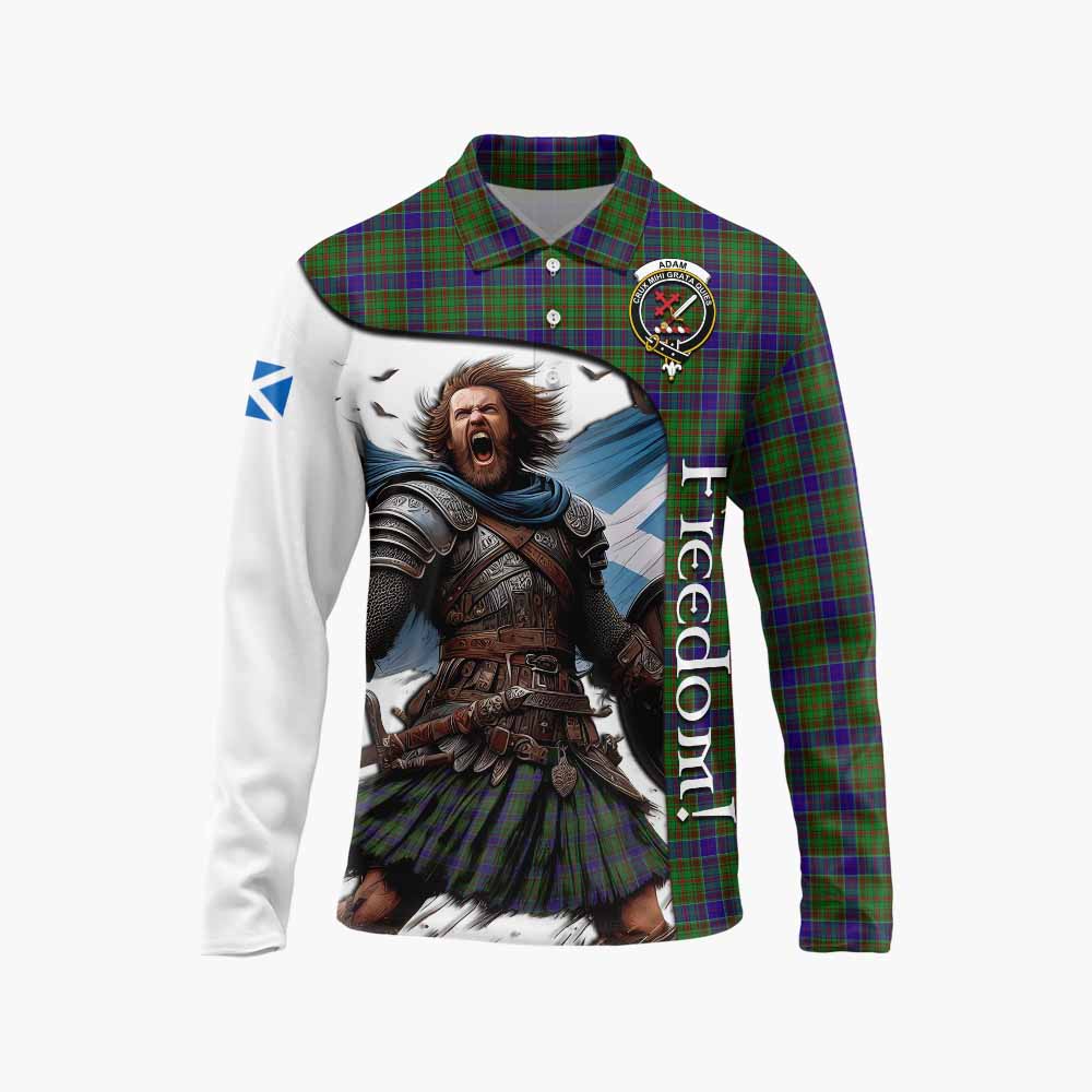 Tartan Vibes Clothing Adam Crest Tartan Long Sleeve Polo Shirt Inspired by the Freedom of Scottish Warrior