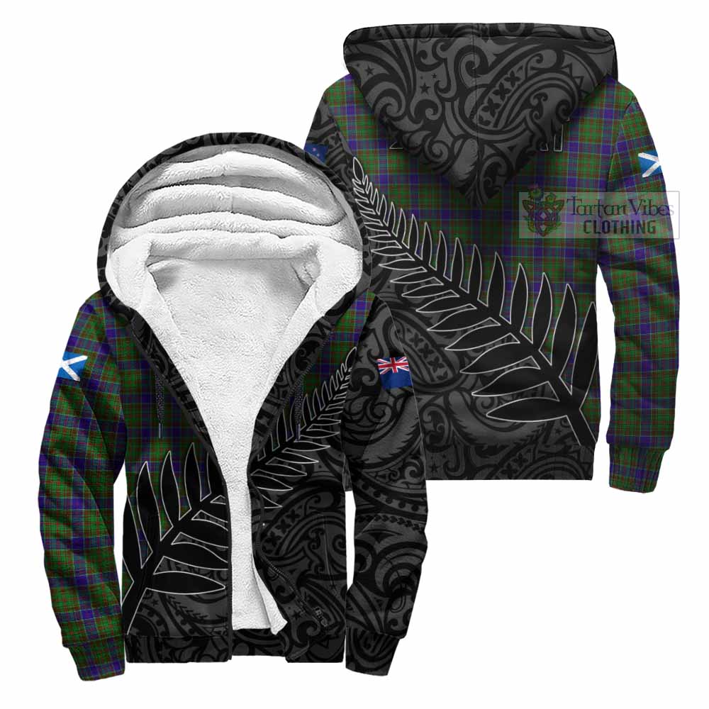 Tartan Vibes Clothing Adam Crest Tartan Sherpa Hoodie with New Zealand Silver Fern Half Style