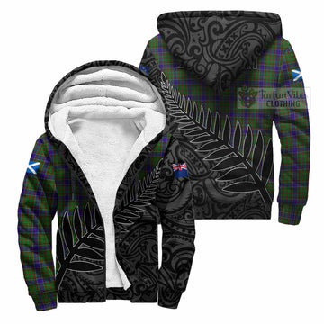 Adam Crest Tartan Sherpa Hoodie with New Zealand Silver Fern Half Style