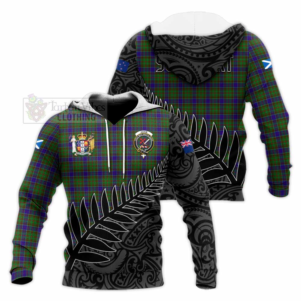 Tartan Vibes Clothing Adam Crest Tartan Knitted Hoodie with New Zealand Silver Fern Half Style