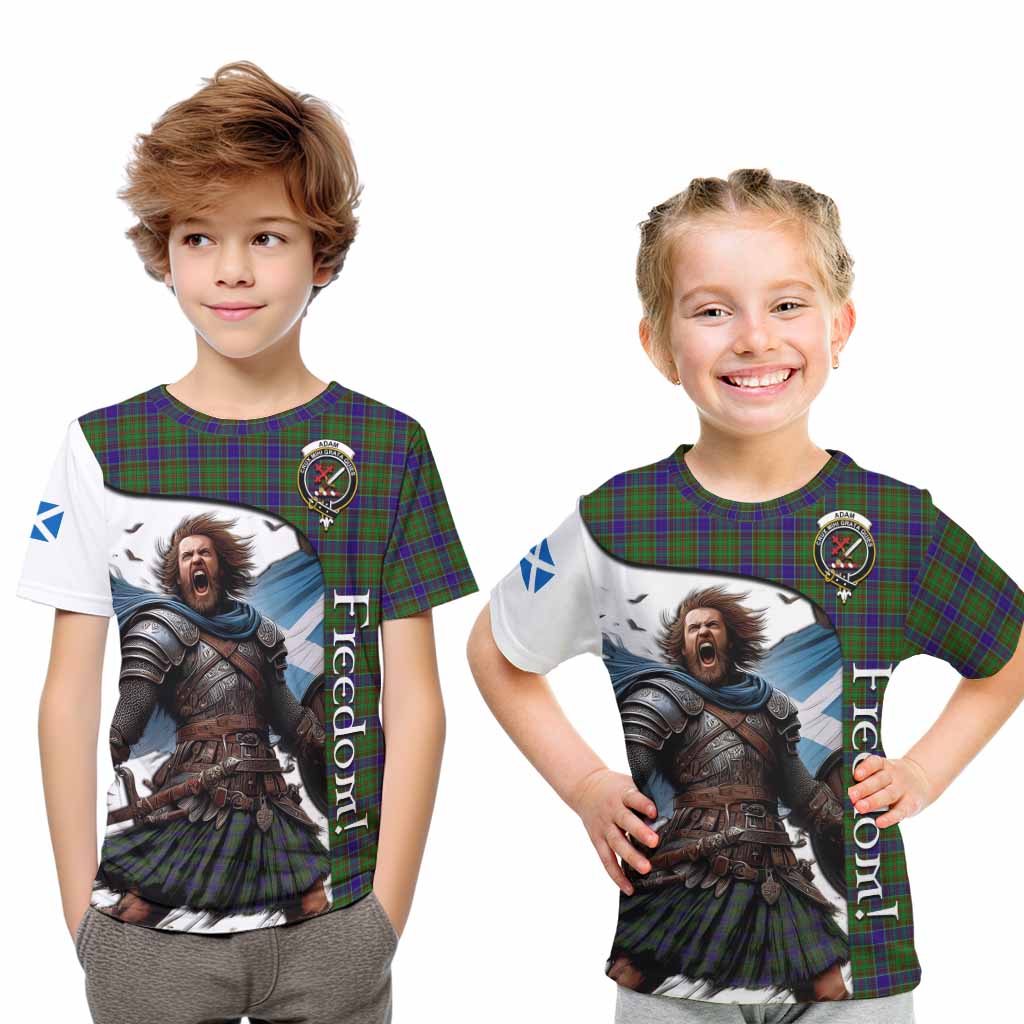 Tartan Vibes Clothing Adam Crest Tartan Kid T-Shirt Inspired by the Freedom of Scottish Warrior