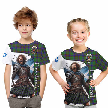 Adam Crest Tartan Kid T-Shirt Inspired by the Freedom of Scottish Warrior