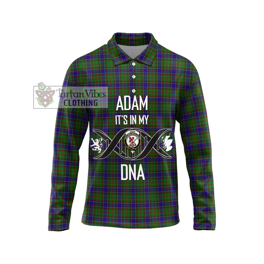 Adam Tartan Long Sleeve Polo Shirt with Family Crest DNA In Me Style Unisex - Tartanvibesclothing Shop