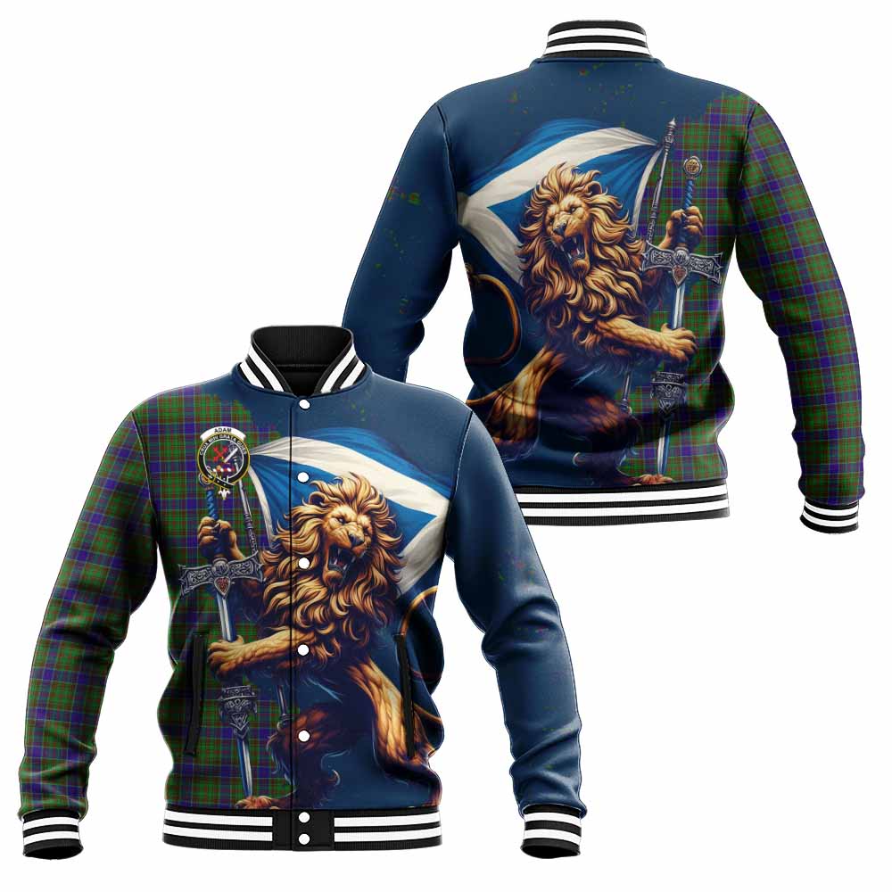 Tartan Vibes Clothing Adam Tartan Family Crest Baseball Jacket with Scottish Majestic Lion