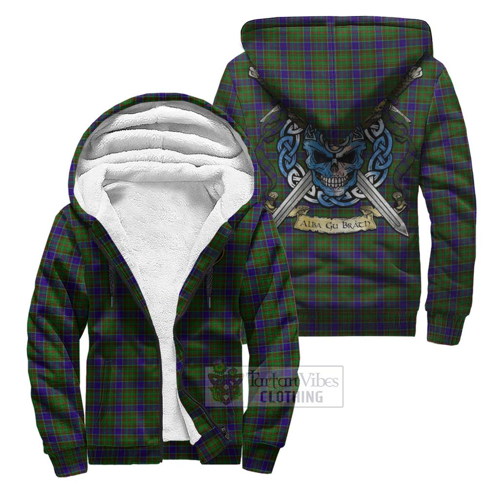 Tartan Vibes Clothing Adam Tartan Sherpa Hoodie with Family Crest Celtic Skull Style