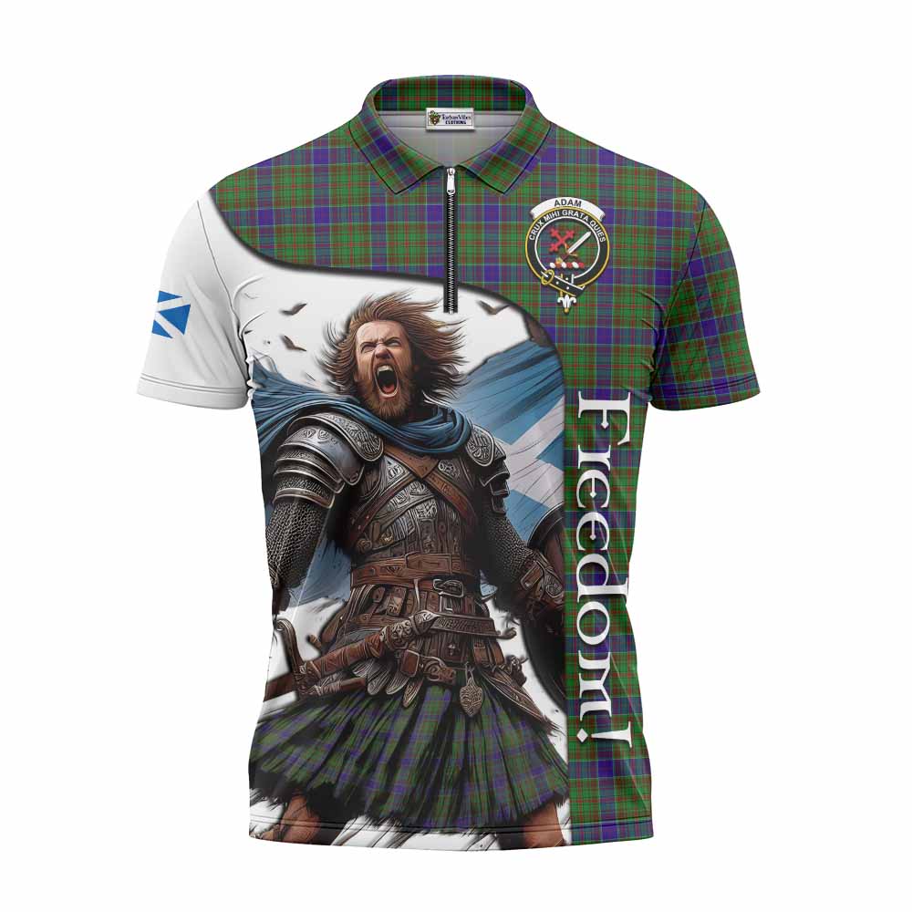 Tartan Vibes Clothing Adam Crest Tartan Zipper Polo Shirt Inspired by the Freedom of Scottish Warrior