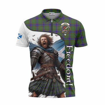 Adam Crest Tartan Zipper Polo Shirt Inspired by the Freedom of Scottish Warrior