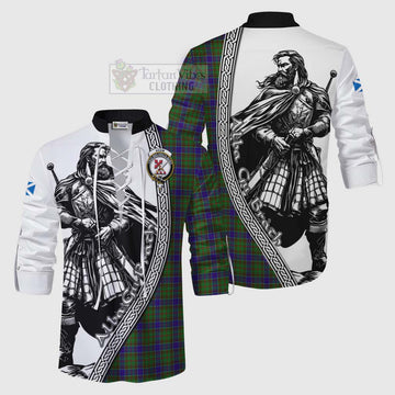 Adam Tartan Clan Crest Ghillie Kilt Shirt with Highlander Warrior Celtic Style