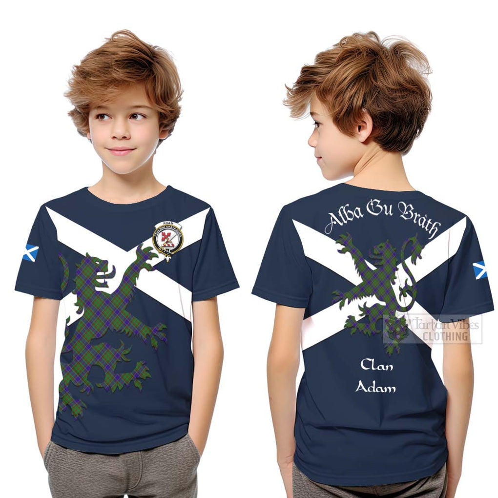 Tartan Vibes Clothing Adam Tartan Lion Rampant Kid T-Shirt – Proudly Display Your Heritage with Alba Gu Brath and Clan Name