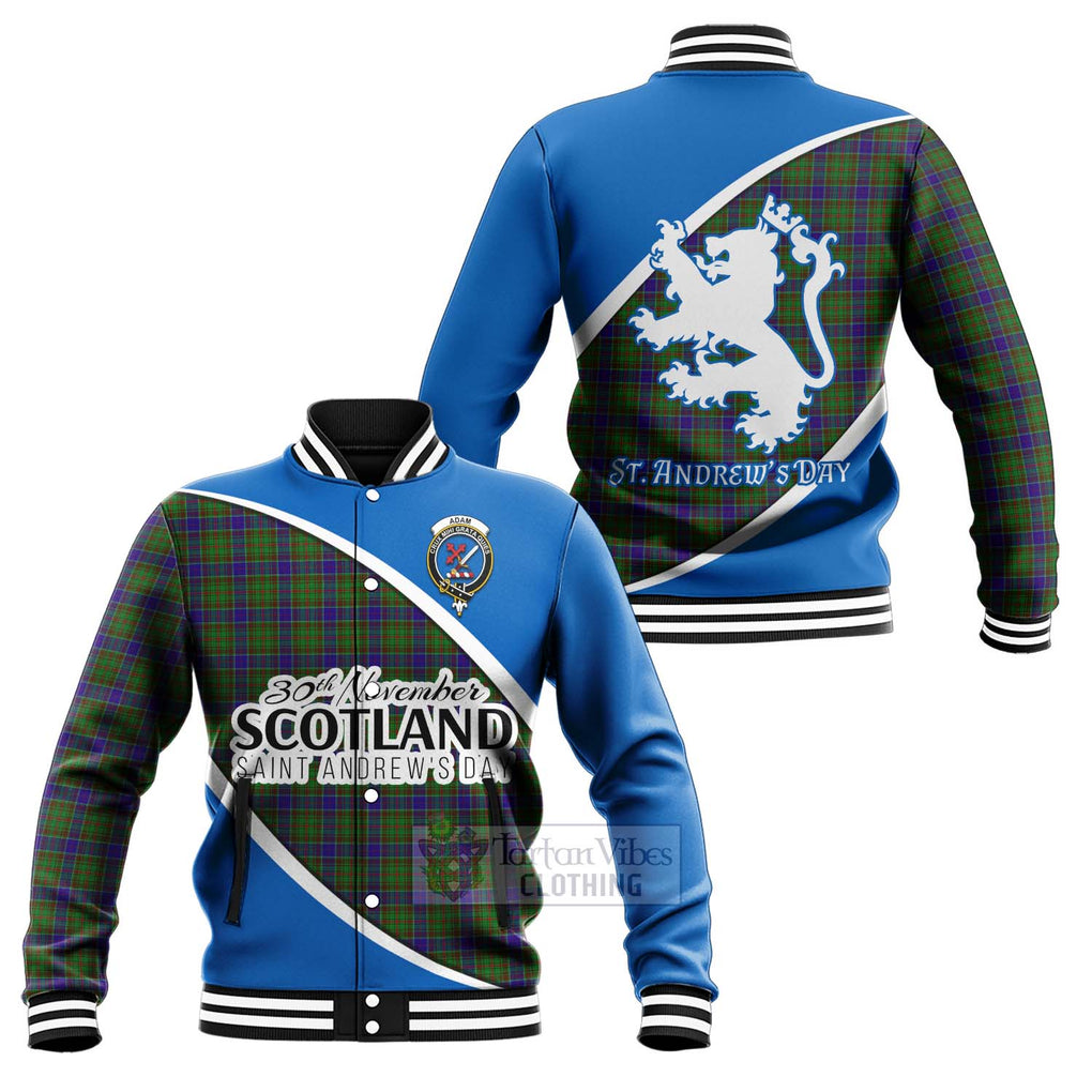 Tartan Vibes Clothing Adam Family Crest Tartan Baseball Jacket Celebrate Saint Andrew's Day in Style