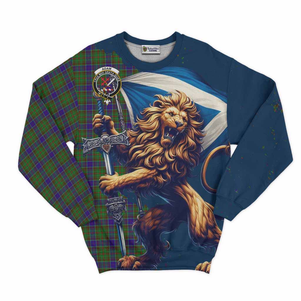 Tartan Vibes Clothing Adam Tartan Family Crest Sweatshirt with Scottish Majestic Lion