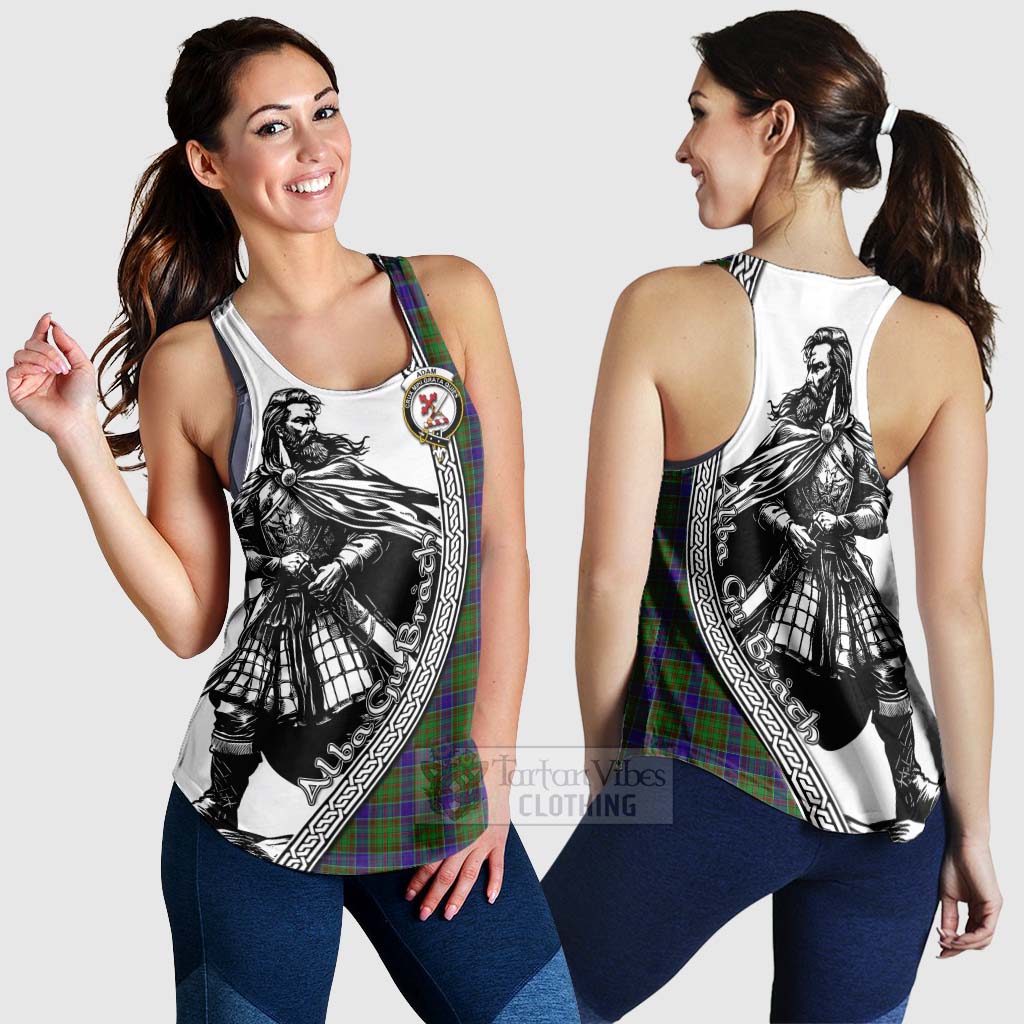 Tartan Vibes Clothing Adam Tartan Clan Crest Women's Racerback Tanks with Highlander Warrior Celtic Style