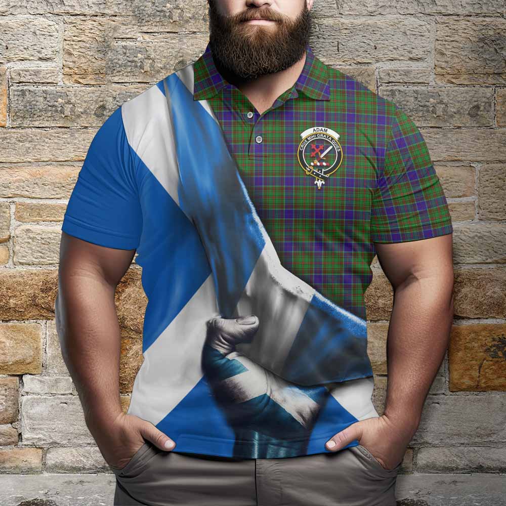 Tartan Vibes Clothing Adam Tartan Polo Shirt with Family Crest Scotland Patriotic Style