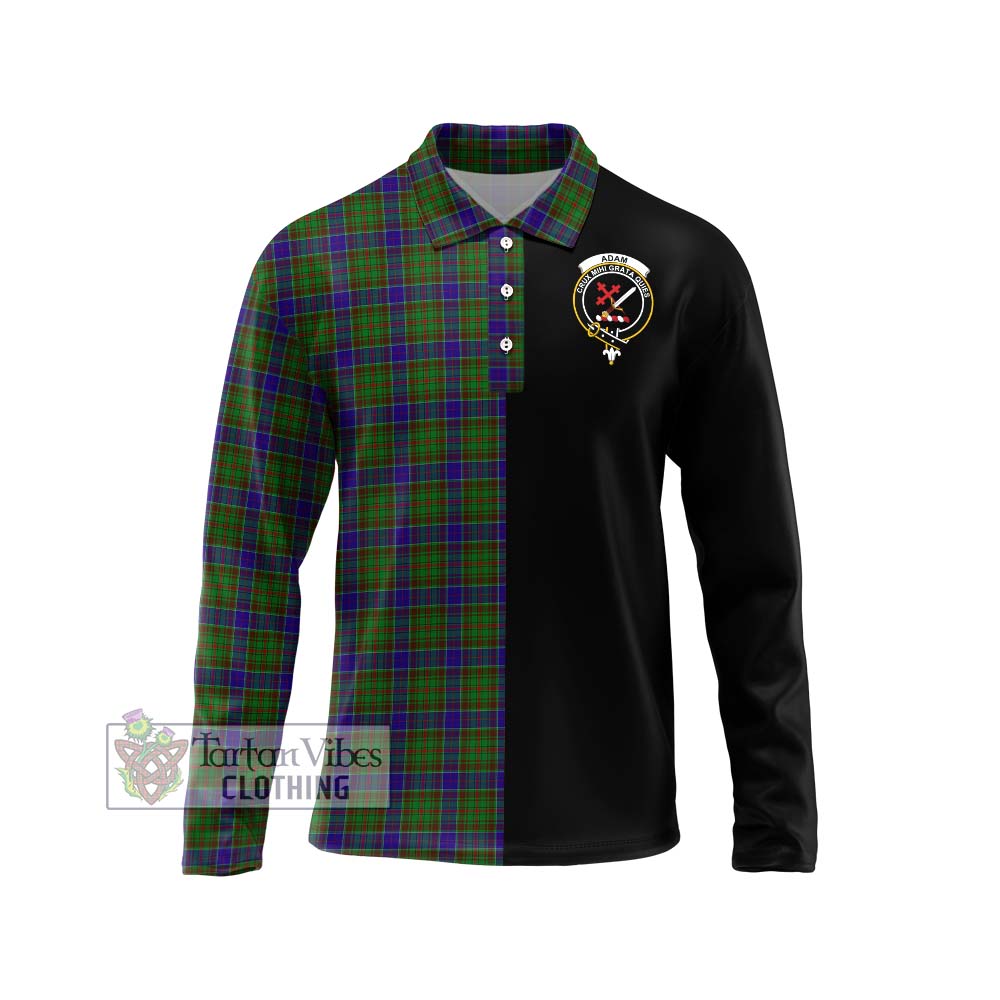 Adam Tartan Long Sleeve Polo Shirt with Family Crest and Half Of Me Style Unisex - Tartanvibesclothing Shop