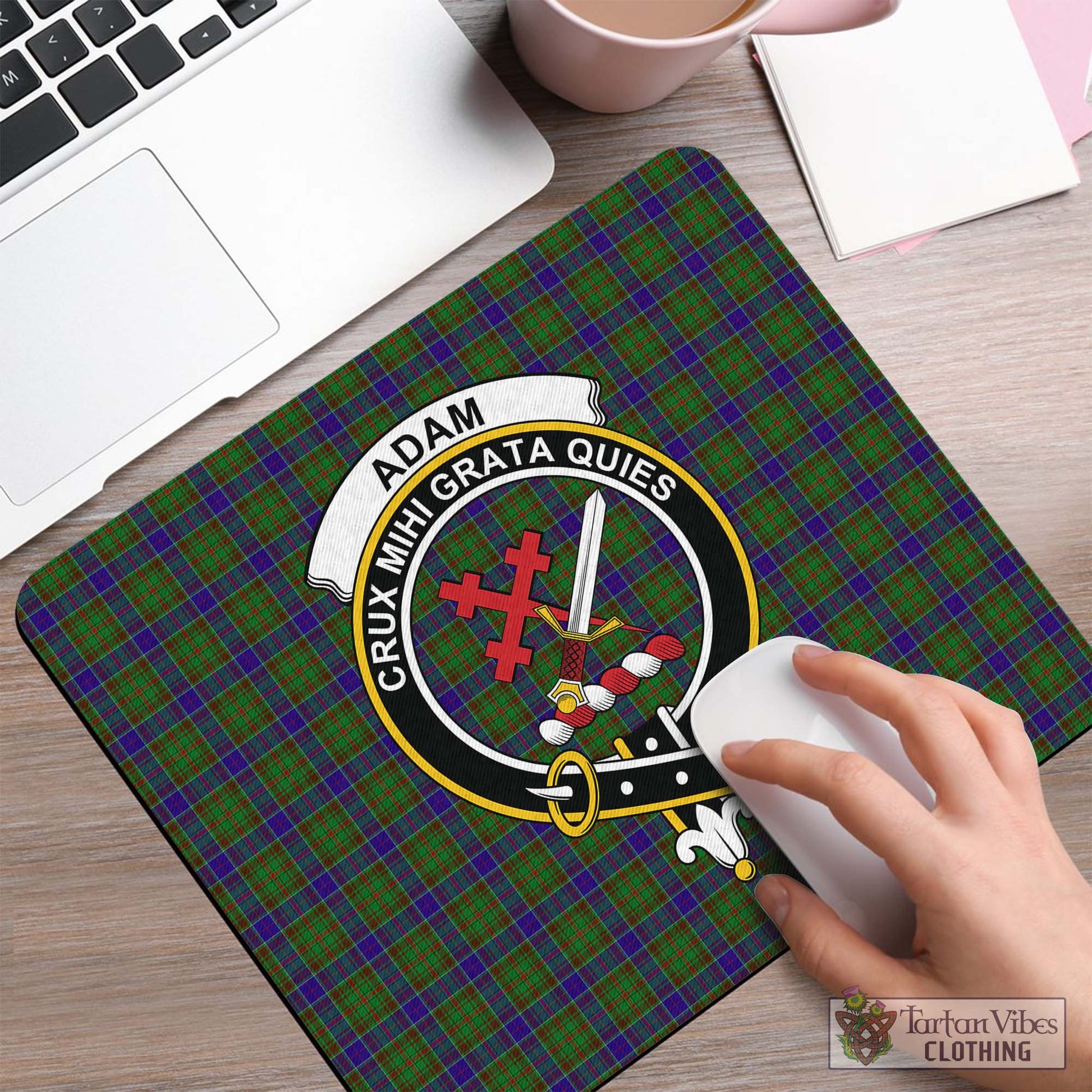 Tartan Vibes Clothing Adam Tartan Mouse Pad with Family Crest