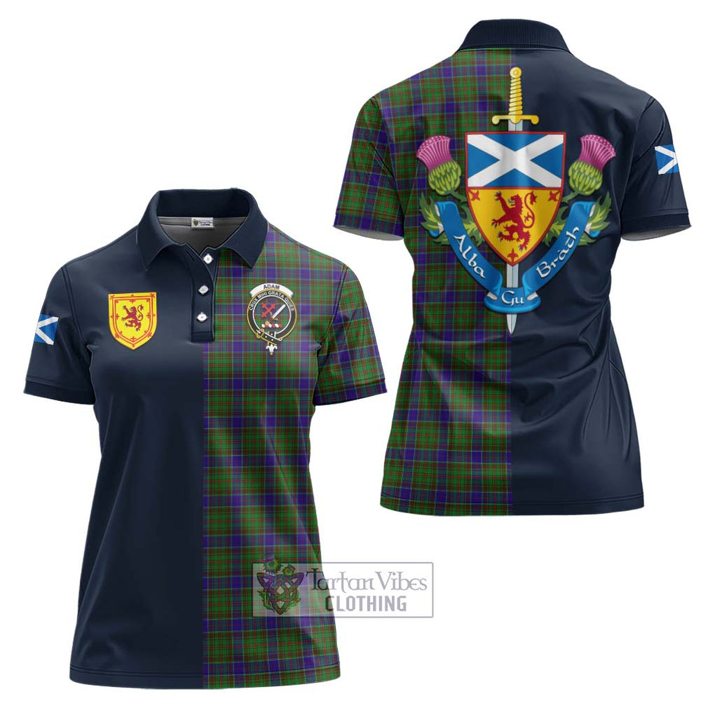 Tartan Vibes Clothing Adam Tartan Women's Polo Shirt with Scottish Lion Royal Arm Half Style