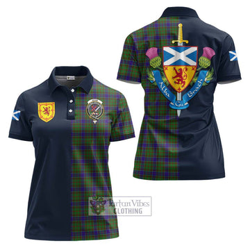 Adam Tartan Women's Polo Shirt Alba with Scottish Lion Royal Arm Half Style