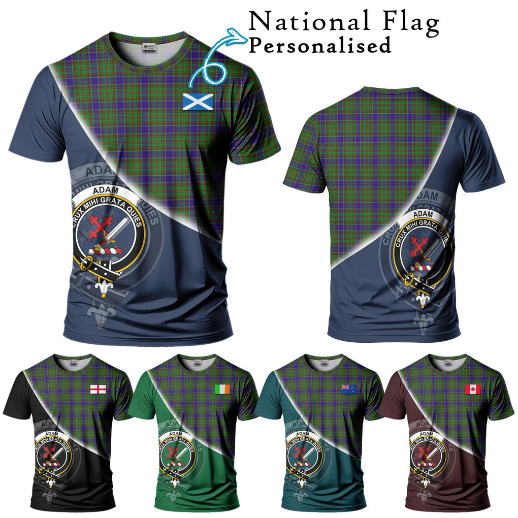 Adam Tartan T-Shirt with Personalised National Flag and Family Crest Half Style Kid's Shirt - Tartanvibesclothing Shop