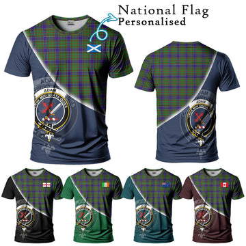 Adam Tartan T-Shirt with Personalised National Flag and Family Crest Half Style