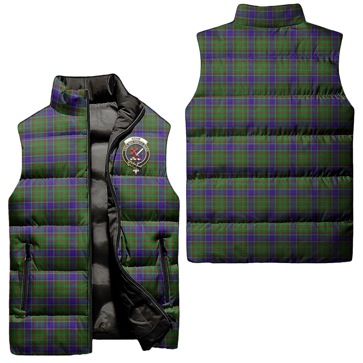 Adam Tartan Sleeveless Puffer Jacket with Family Crest Unisex - Tartanvibesclothing