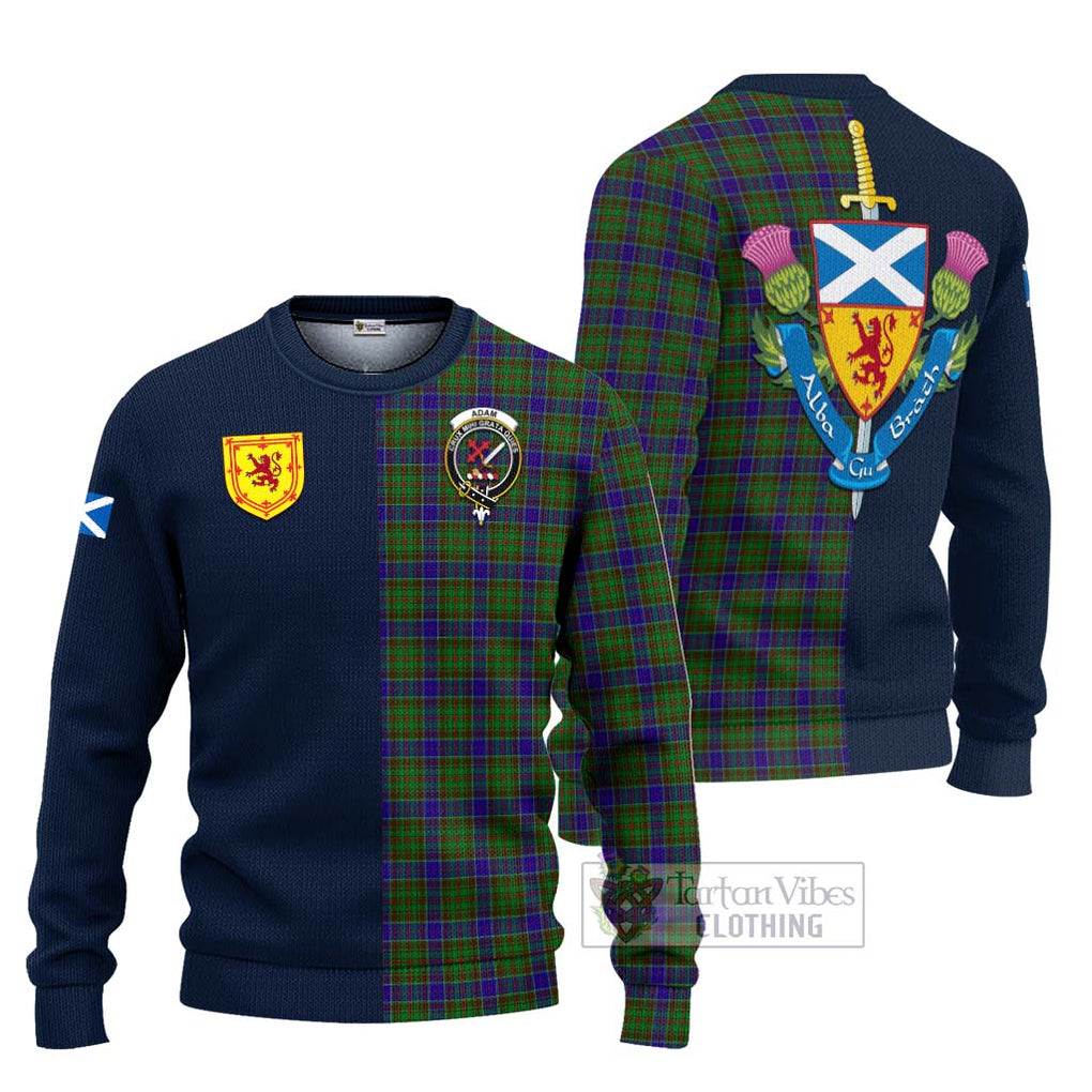 Tartan Vibes Clothing Adam Tartan Knitted Sweater with Scottish Lion Royal Arm Half Style