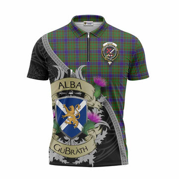 Adam Tartan Family Crest Zipper Polo Shirt Lion Rampant Royal Thistle Shield Celtic Inspired Unisex - Tartan Vibes Clothing