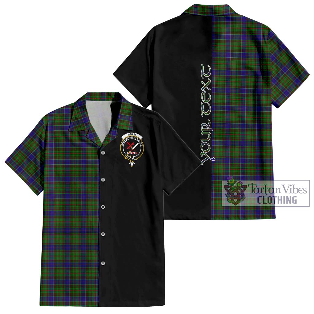 Tartan Vibes Clothing Adam Tartan Short Sleeve Button Shirt with Family Crest and Half Of Me Style