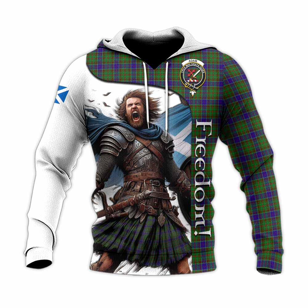 Tartan Vibes Clothing Adam Crest Tartan Knitted Hoodie Inspired by the Freedom of Scottish Warrior