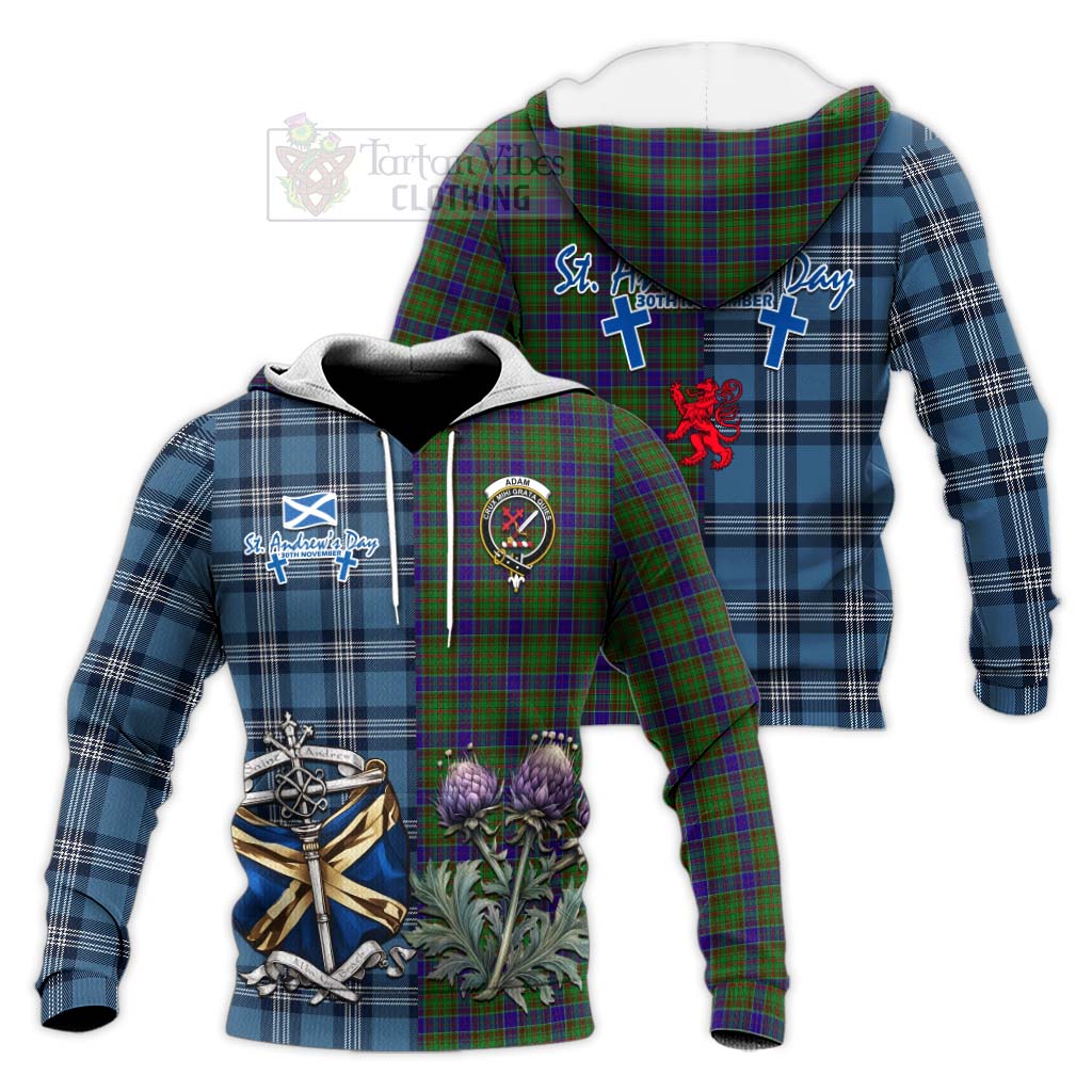 Tartan Vibes Clothing Adam Tartan Knitted Hoodie Happy St. Andrew's Day Half Tartan Style