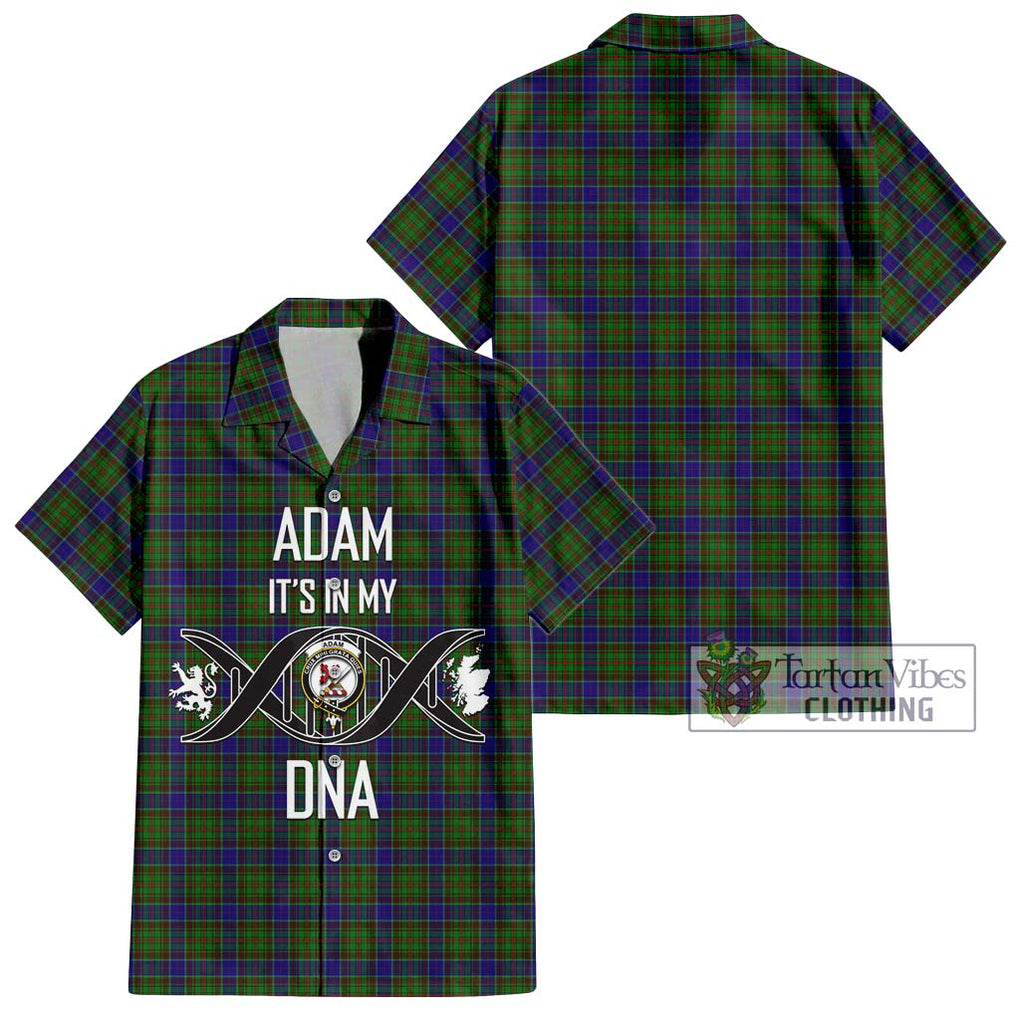 Adam Tartan Short Sleeve Button Shirt with Family Crest DNA In Me Style Kid - Tartanvibesclothing Shop