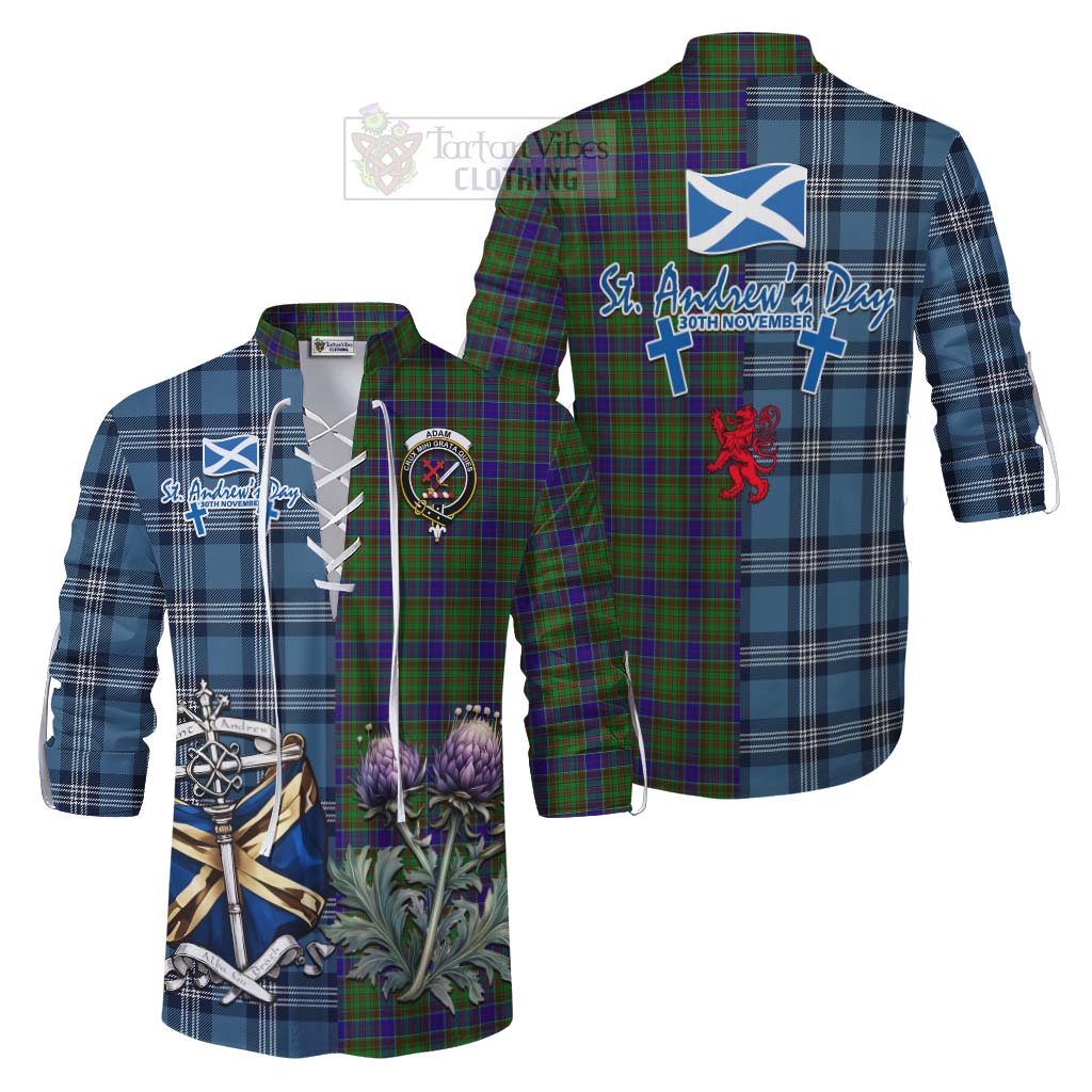 Tartan Vibes Clothing Adam Tartan Ghillie Kilt Shirt Happy St. Andrew's Day Half Tartan Style