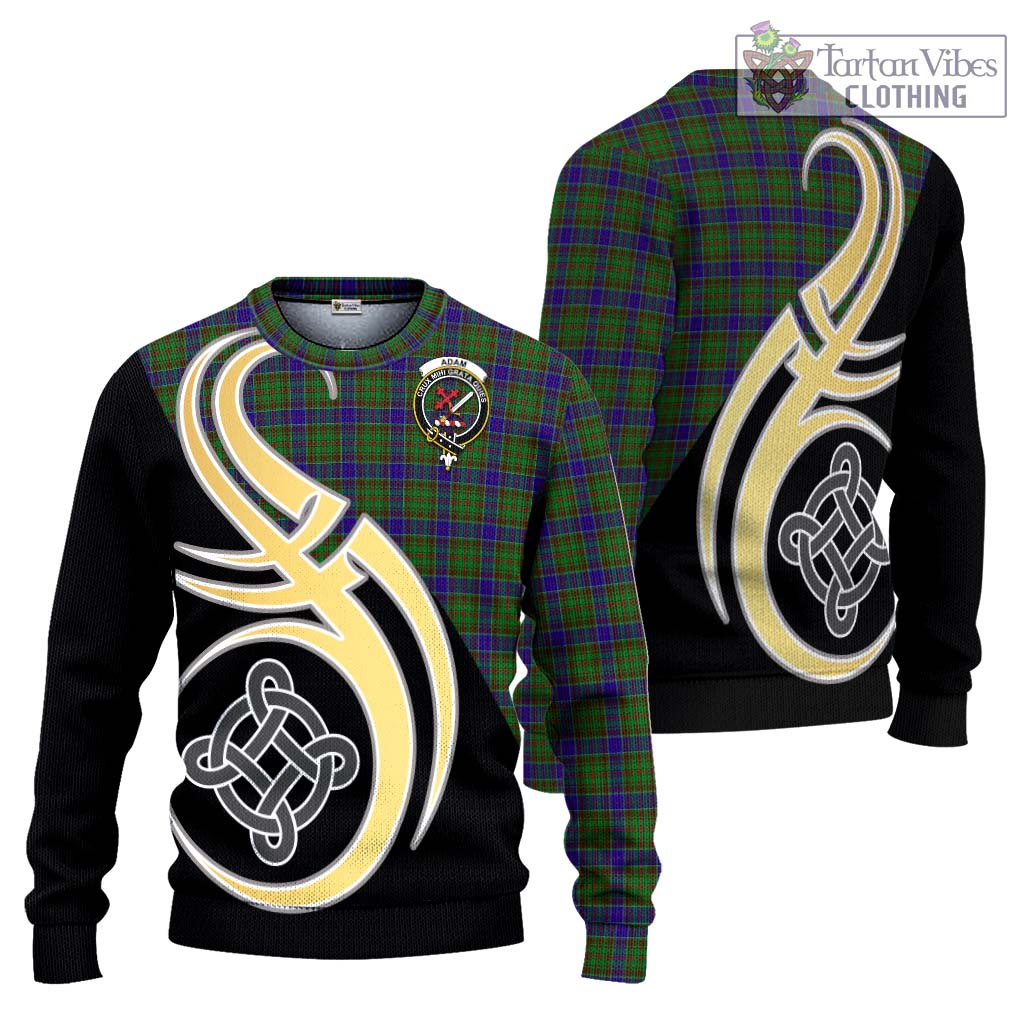 Tartan Vibes Clothing Adam Tartan Knitted Sweater with Family Crest and Celtic Symbol Style