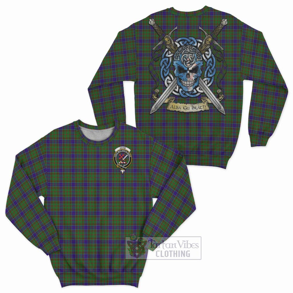 Tartan Vibes Clothing Adam Tartan Sweatshirt with Family Crest Celtic Skull Style