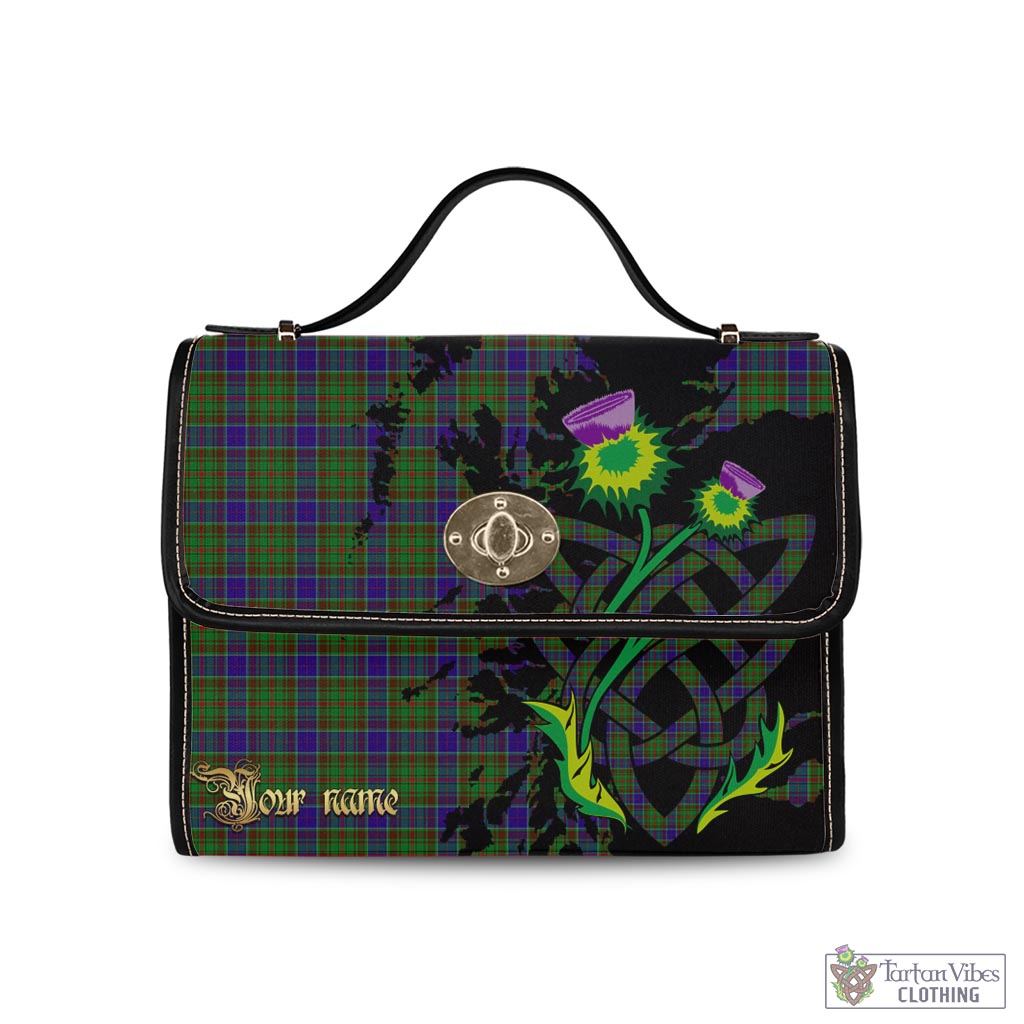 Tartan Vibes Clothing Adam Tartan Waterproof Canvas Bag with Scotland Map and Thistle Celtic Accents