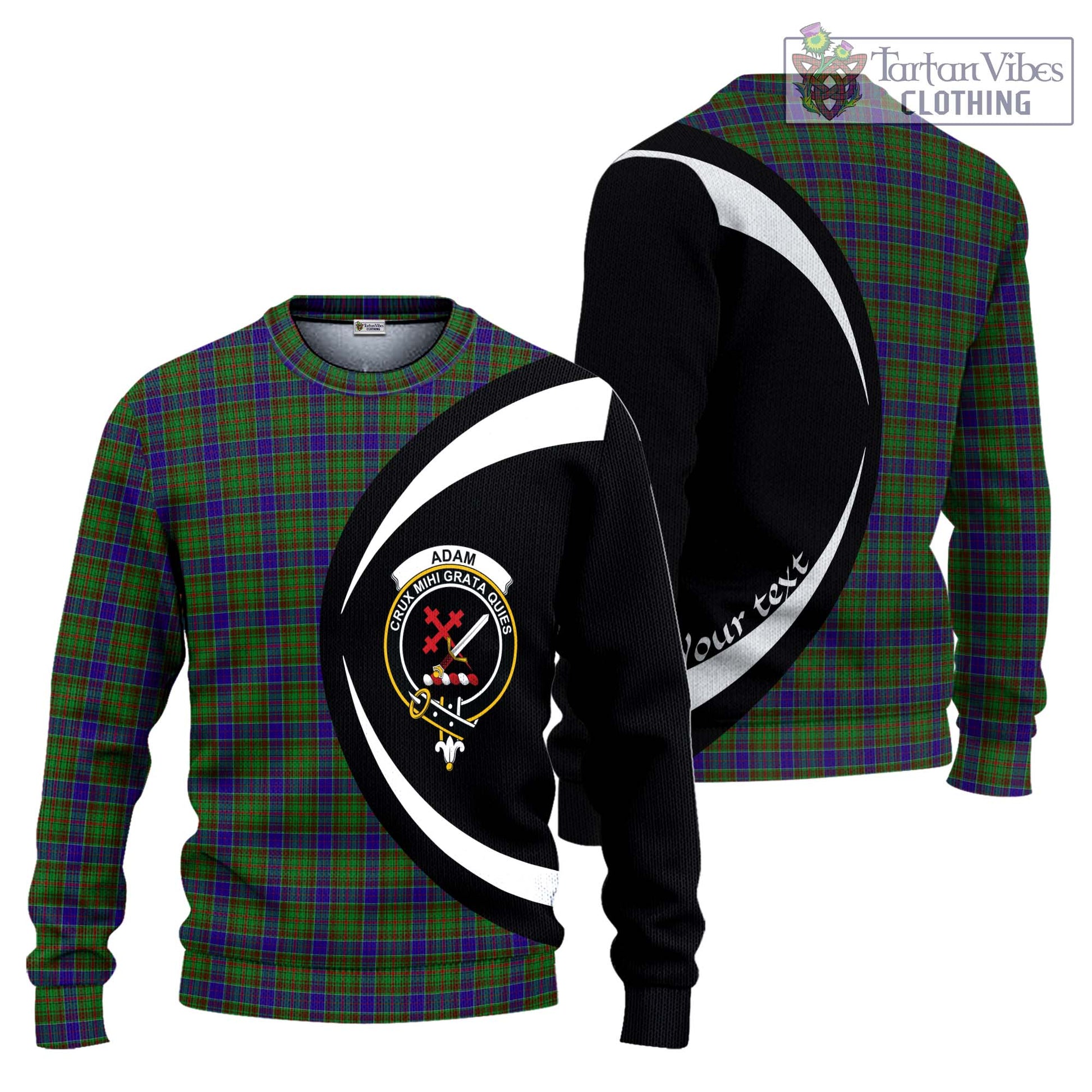 Tartan Vibes Clothing Adam Tartan Knitted Sweater with Family Crest Circle Style