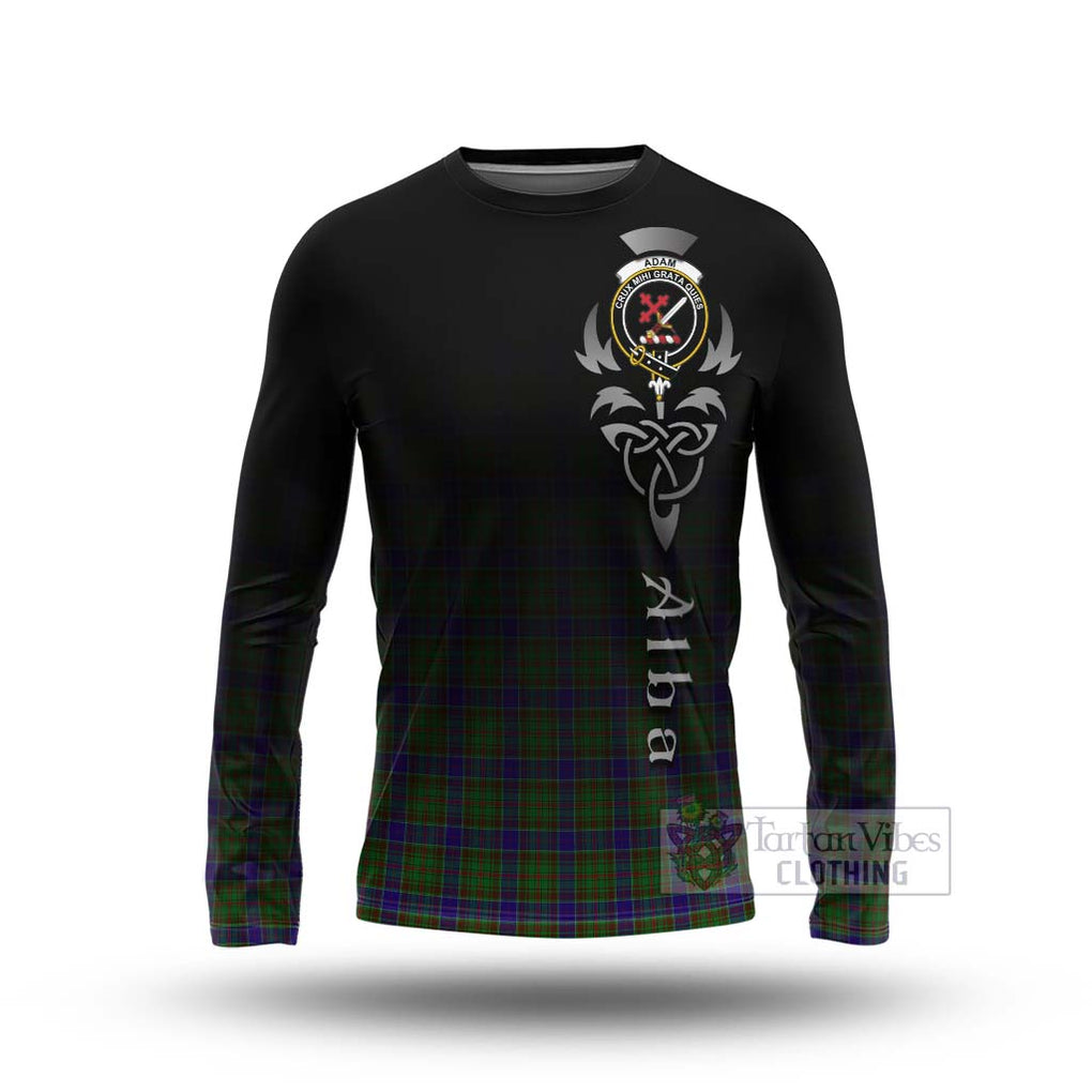 Tartan Vibes Clothing Adam Tartan Long Sleeve T-Shirt Featuring Alba Gu Brath Family Crest Celtic Inspired